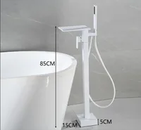 ก๊อกน้ำอ่างอาบน้ำแบบตั้งพื้นสีขาวติดผนังก๊อกผสมน้ำร้อนน้ำเย็น 6