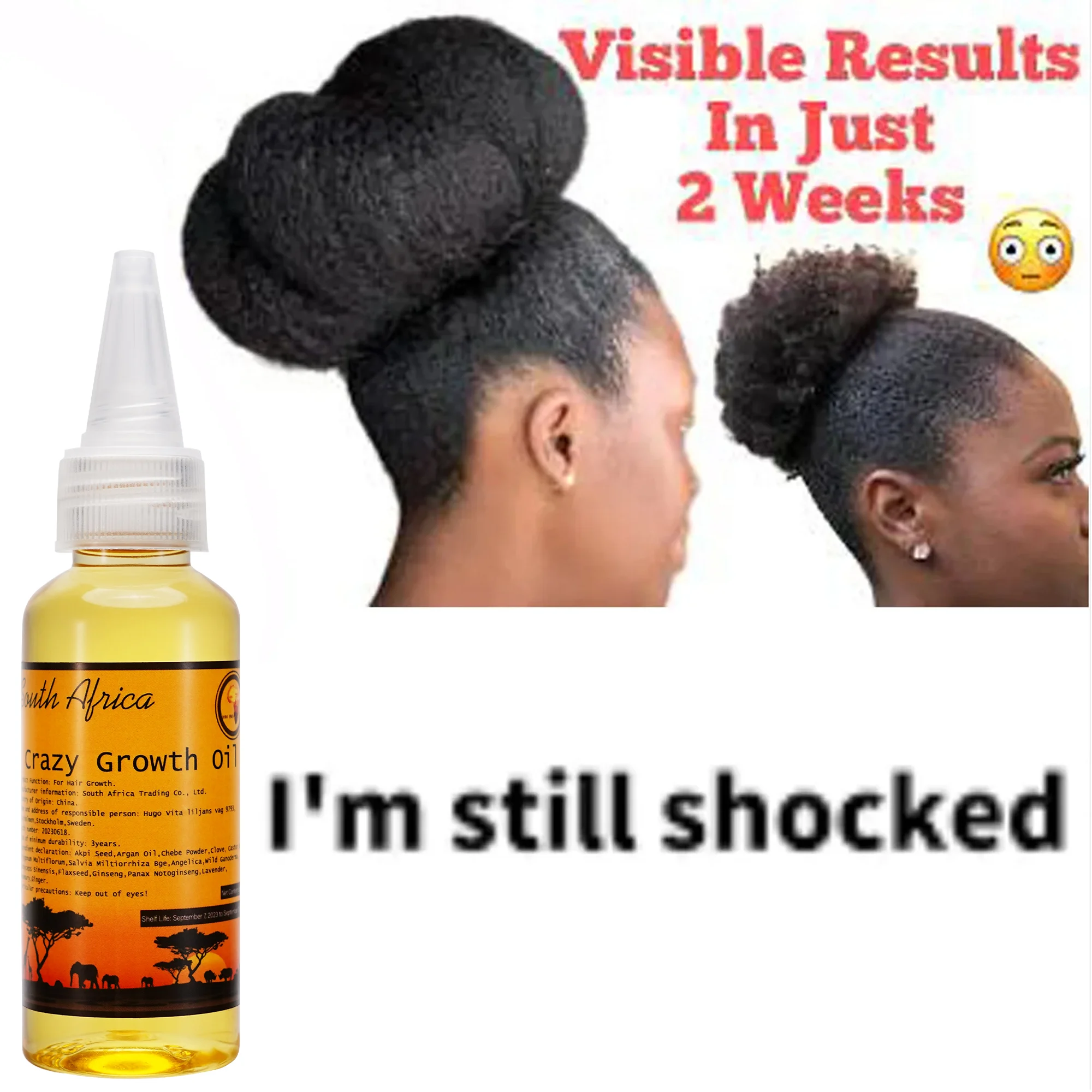 Hair Growth Oil African Layden Oil Ancient Methods GROW HAIR FASTER LONGER Stop Breakage Promotes Growth