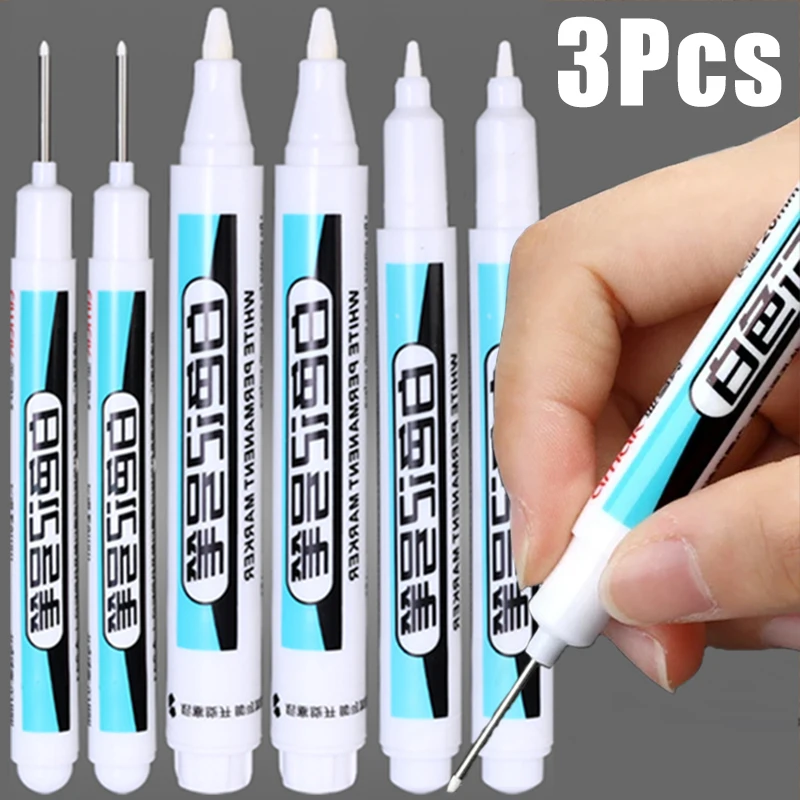 3-1Pcs 0.7/1/2.5mm White Marker Pen Graffiti Pen for Wood Rock Plastic Leather Glass Stone Metal Canvas Ceramic Deep Hole Marker