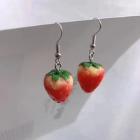 Fashion  Simple  Acrylic Strawberry   Pendant Earrings Quality Drop Earrings for Girls Women Gift Lovely Jewelry 2