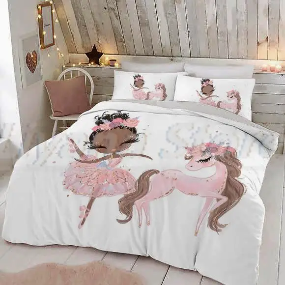 Mermaid Unicorn Pink Duvet Cover Nordic 