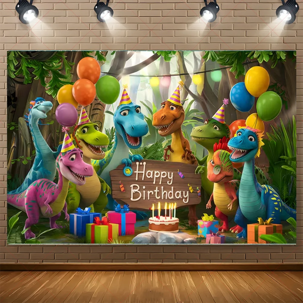 Jurassic Dinosaurier-Themen Geburtstagsparty-Dekorationen Hintergrund Dinosaurier-Dschungel-Zubehör Hintergrundposter Fotografie-Requisite Kindergeschenk – Detail 1