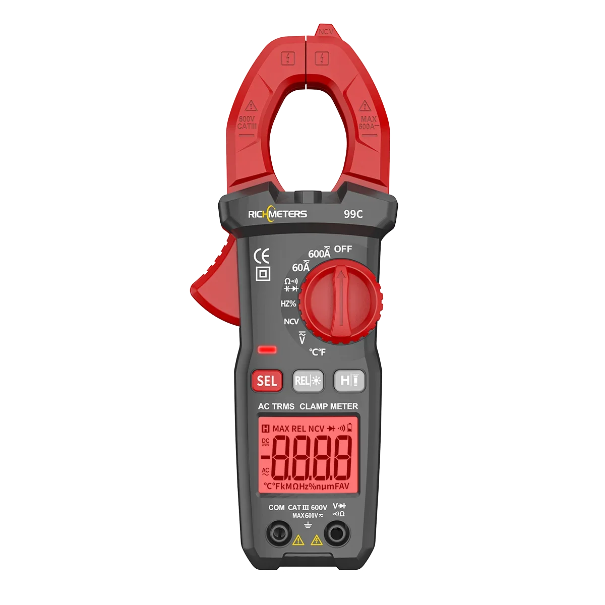 Ac/Dc 600A Pinza Amperometrica Digitale Ncv Tick Corrente Capacità Frequenza Temperatura