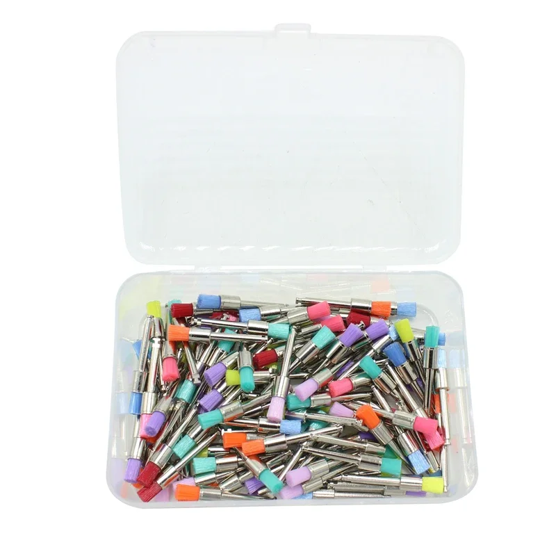 100pcs Dental Prophy Brushes Polishing Polisher Disposable Latch type Mixed color Plat Used for Stain Removal and Polish
