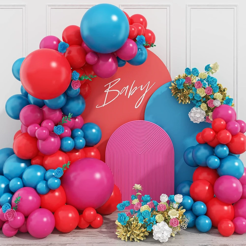 93Pcs Red Rose Red Blue Latex Balloon Garland Arch Kit Per Compleanno Baby Shower Wedding Anniversary Party Decoration