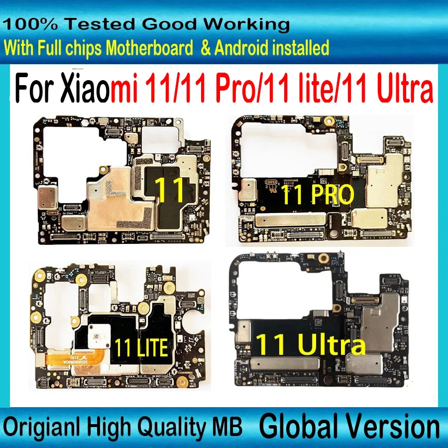 Motherboard Main Logic Circuit Board for Xiaomi Mi 11 Mi11 /11 lite/ 11 Pro/ Ultra Global Version Unlocked Original