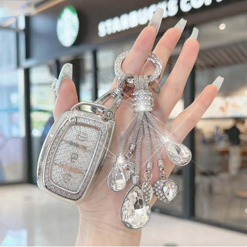 현대 ix25 ix35 ix45 투싼 쏘나타 레나 크레타 베르나 솔라리스 미스트라 엘란트라 엑센트 리모컨 키 케이스 홀더용 화이트 다이아몬드 TPU