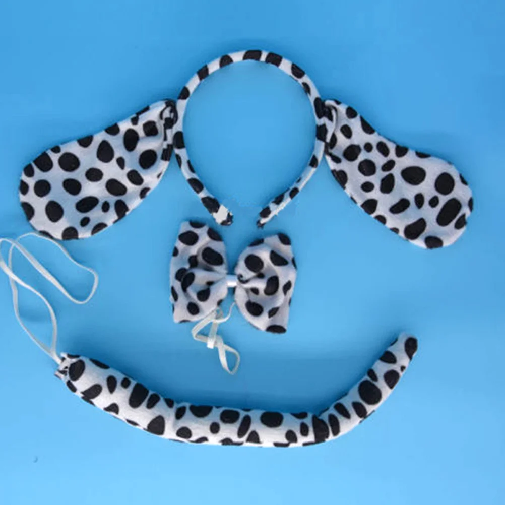 XEPST Animale dalmata Costume bambini Set, orecchie di cane e coda Set con dalmata  orecchie fascia e coda di cane per animale Costume Cosplay Festa di  compleanno Halloween Fancy Dress Party 