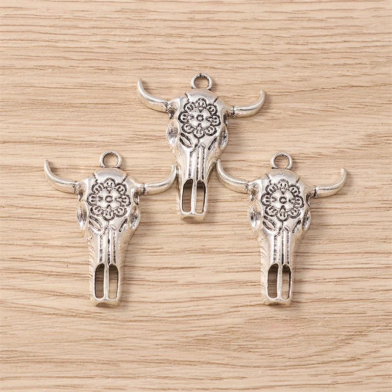 10 Stück 27 x 33 mm Cartoon-Legierung Tier Bull Kopf Charms Anhänger für Schmuckherstellung Halsketten Ohrringe Armbänder DIY Bastelbedarf – Detail 4