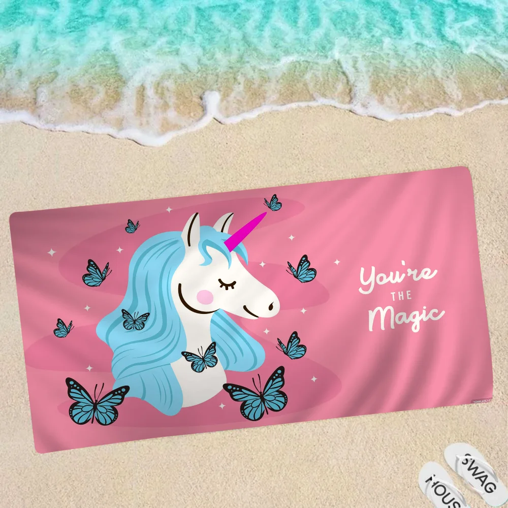 Unicorn Cartoon Microfiber Printed Beach Towel Mountain Climbing Yoga Beach Swimming Running Absorbent Soft Towel 4