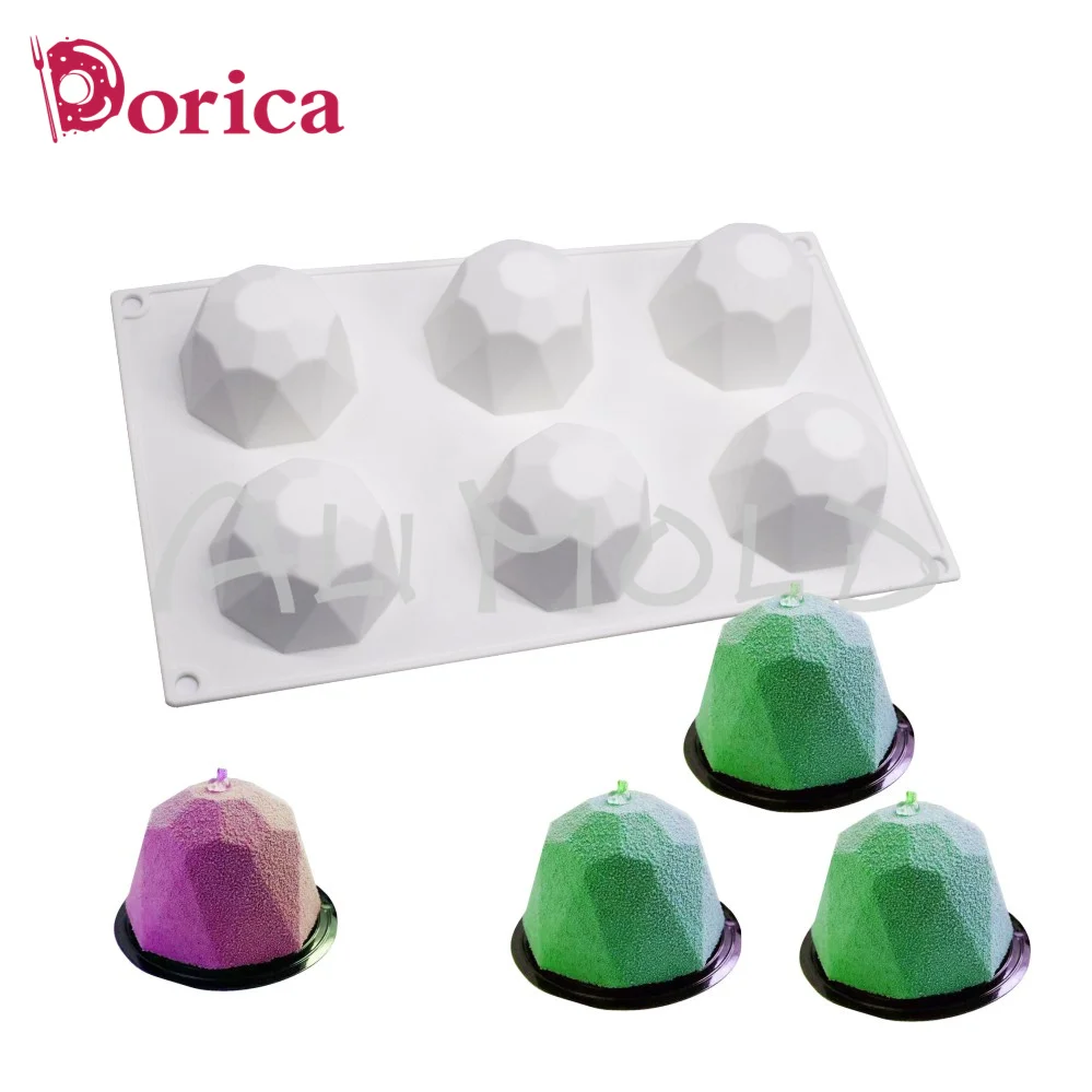 

6 Holes 3D Gem Silicone Mold DIY Craft Soap Candle Mold Mousse Cake Ice Mold Cake Decoration Tool Baking Accessories