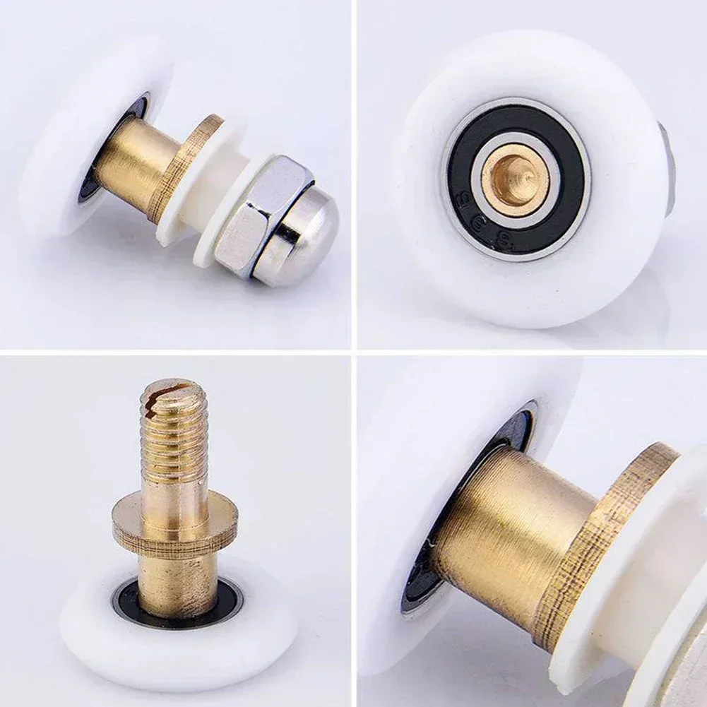 Shower Door Rollers 4PCS 20/23/25/27/28mm Diameter Shower Glass Sliding Door Hanging Wheel Roller Bathroom Sliding Cabinet Eccentric Pulleys