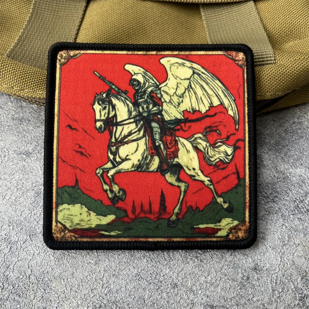 �Reiter der Apokalypse“ Moralabzeichen, taktischer Aufnäher, Militärarmband, bedrucktes Klett-Emblem, Rucksack-Hut-Aufkleber