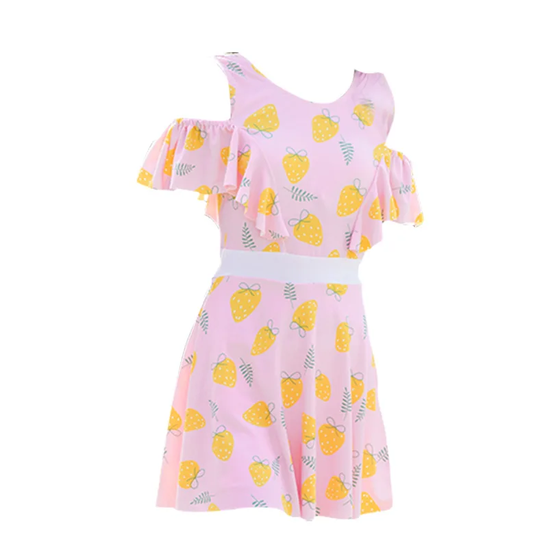 Summer Big Kids Girls One-piece Swimsuit Dress Conservative Flat Corner With Breast Pad Sweet Girls Swimsuit children swimwear swimsuit one piece