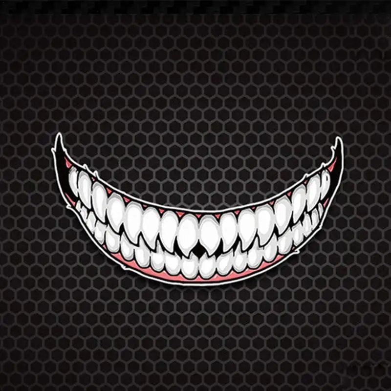 Motorcycle Helmet Stickers Personality Teeth Car Decorative Decal Self Adhesive Motorbike Teeth Car Sticker DIY Stickers Decorat motorcycle stickers self adhesive honeycomb car decals stickers helmet decal waterproof stickers motor bumper creative sticker