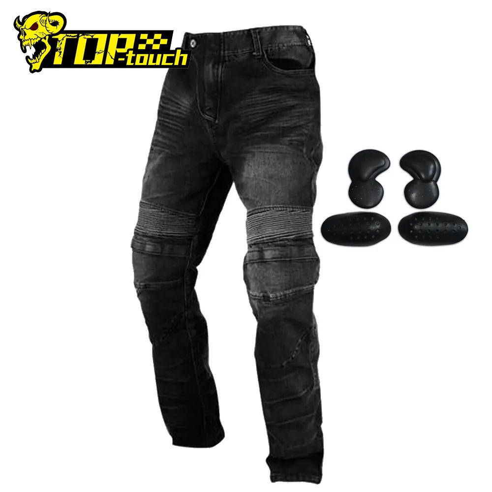 

DUHAN Motorcycle Pants Riding Moto Pantalon Men's Jeans Protective Pants Motocross Racing Denim Jeans Mesh 4 X Knee Hip Pads