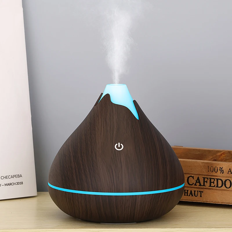 Aromatherapy Essential Oil Diffuser 350ML Wood Grain Remote Control Ultrasonic Air Humidifier Cool with 7 Color LED Light