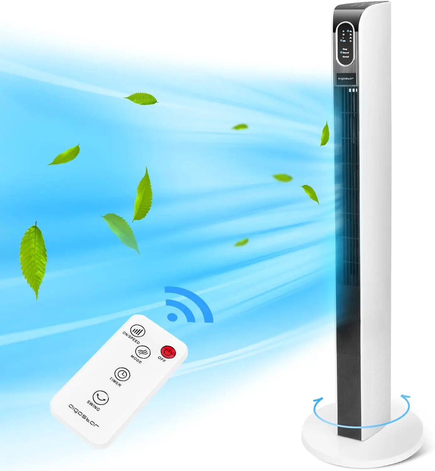 

42inch Oscillating Cooling Fan with Remote, Quiet Bladeless Floor Fan, 3 Speeds, 3 Modes, 10H Timer, LED Display with Touch Cont