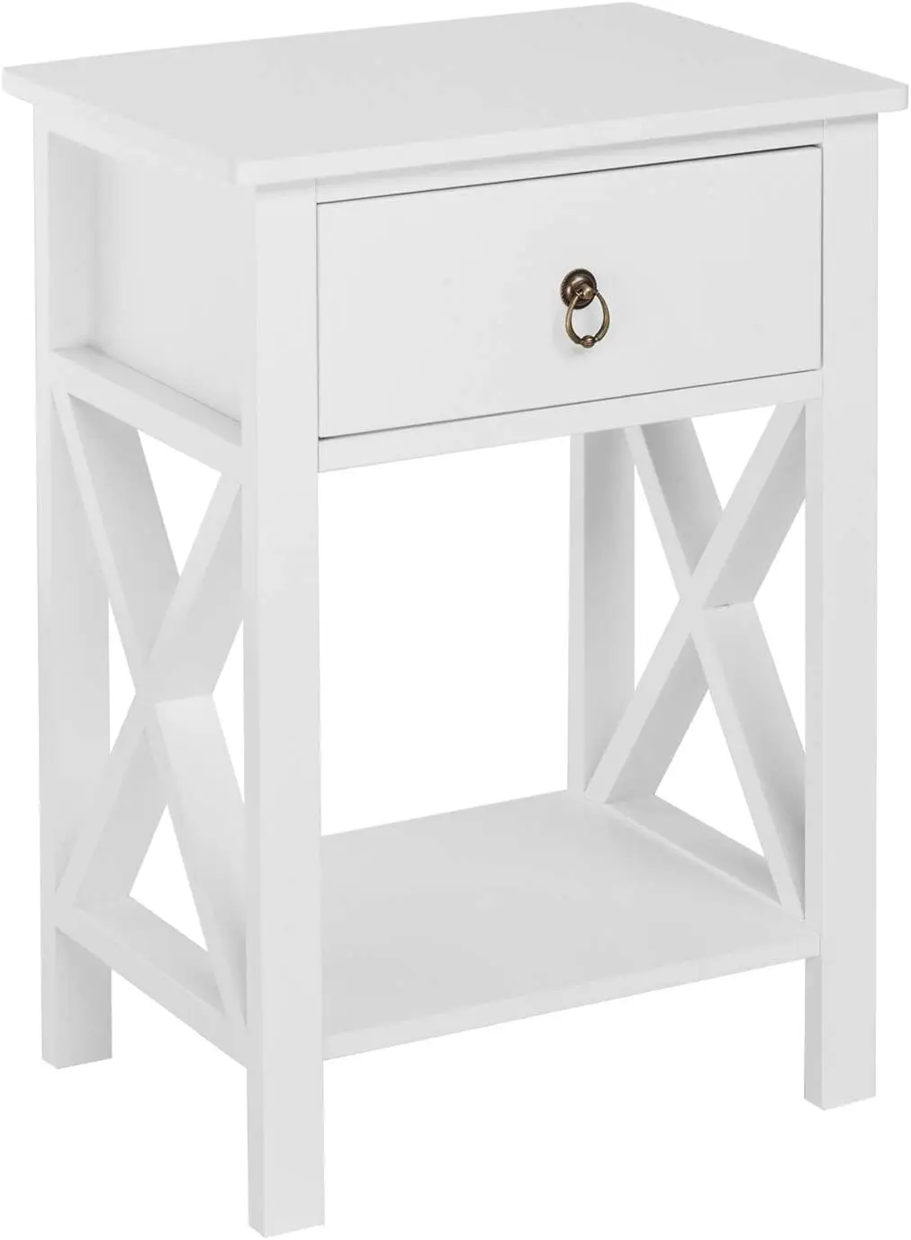 White Nightstand, Small Nightstand with drawer & shelf, Farmhouse Night Stand Bedroom, End Table/Bedside Table/White Side