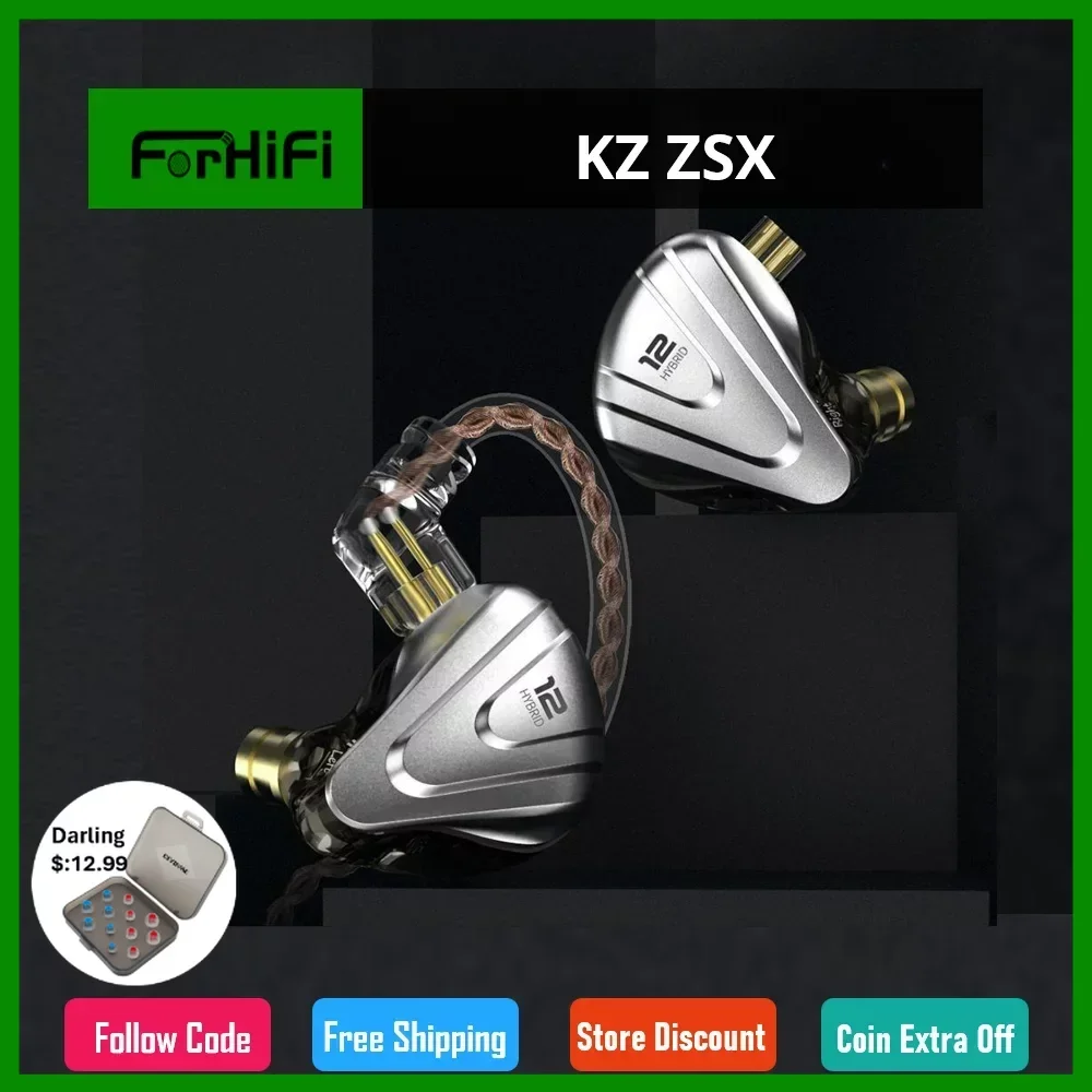 

KZ ZSX металлические наушники 5BA + 1DD гибридные технологии 12 драйверов HIFI бас наушники-вкладыши монитор наушники шумоподавление Гарнитура