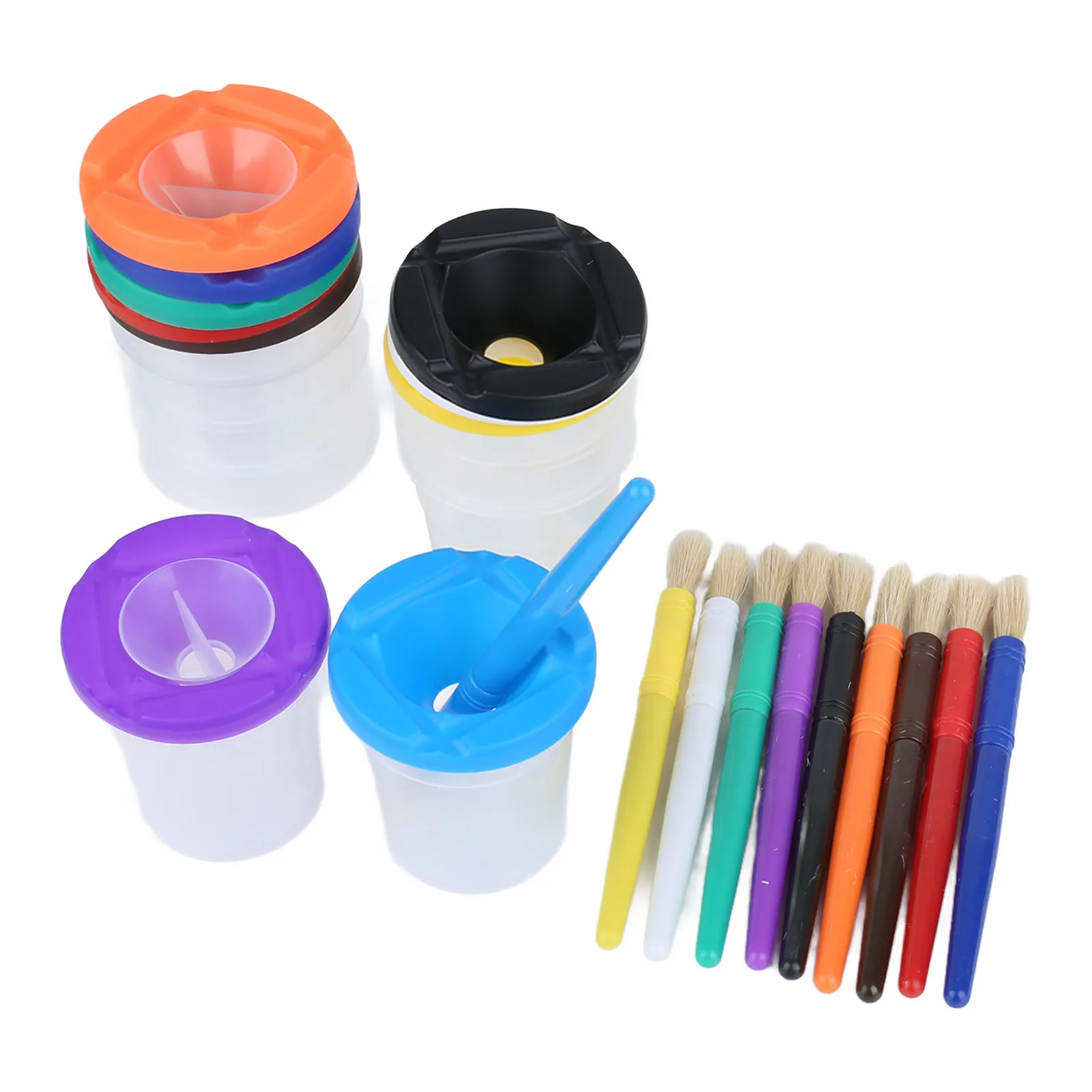 10 Pieces Spill Proof Paint Cups Kids Painting Set with Paintbrushes for  Toddlers Kids Preschool Art Supplies - AliExpress