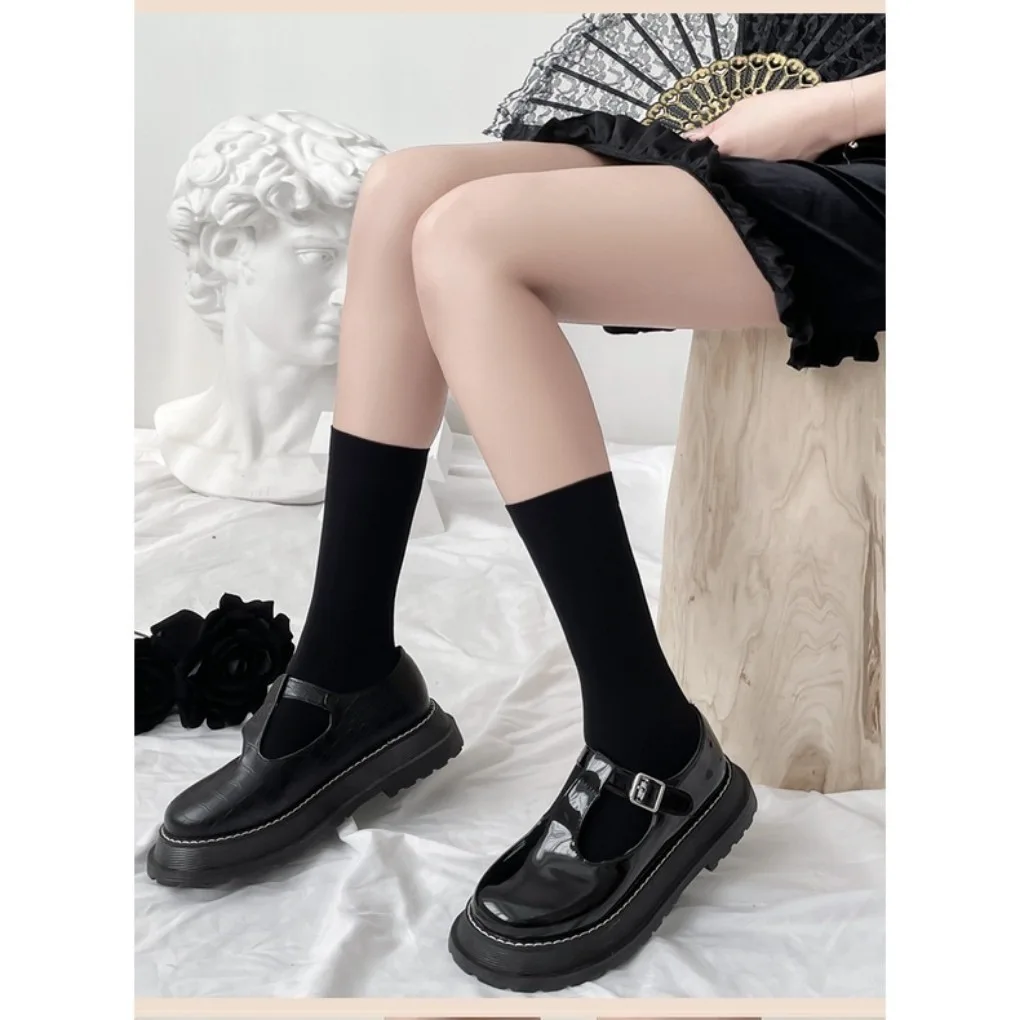 Weiße & schwarze Samt Kalbs ocken Sommers trümpfe Frauen dünne lange Röhre JK Serie Half Tube Socken Multi-Size – Detail 9