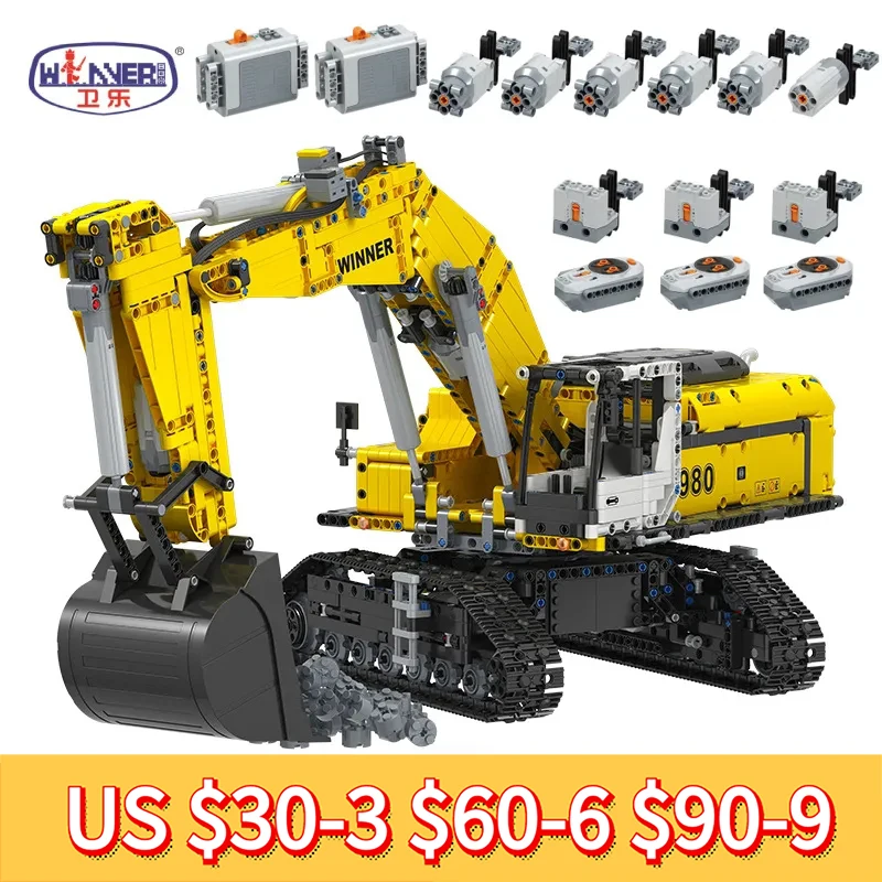 

Technical City Remote Control Crawler Excavator Car Machinery Truck Building Block 1:20 Excavating Vehicle Bricks Toys Kid Gift