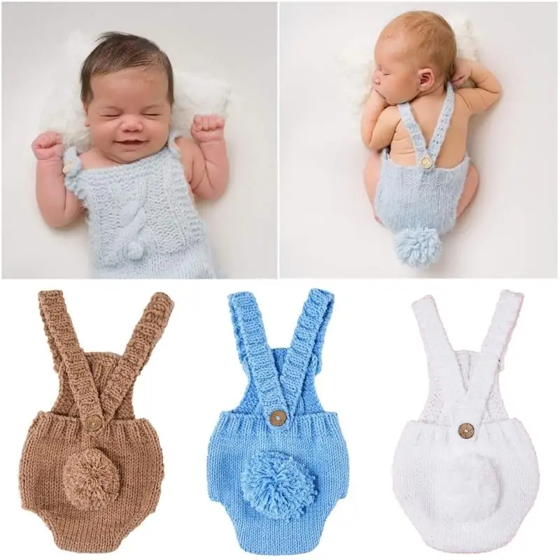 Newborn Shower Gift Photo Props Crochet Suspenders Photostudio Props Costume