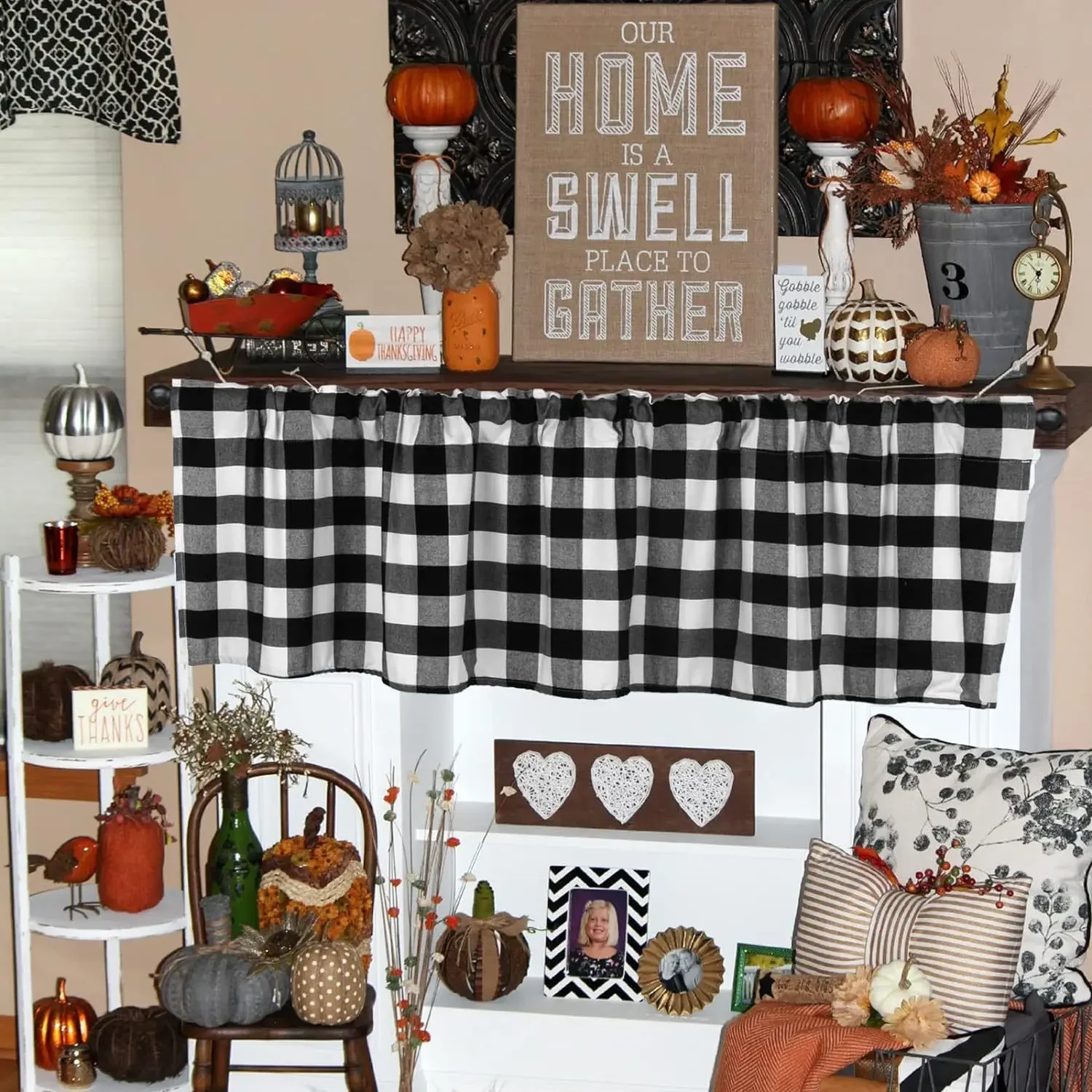 Mantovana A Quadri Buffalo Check - 45,5 Cm, Bianco E Nero, Stile Fattoria Per Cucina - Foto 2