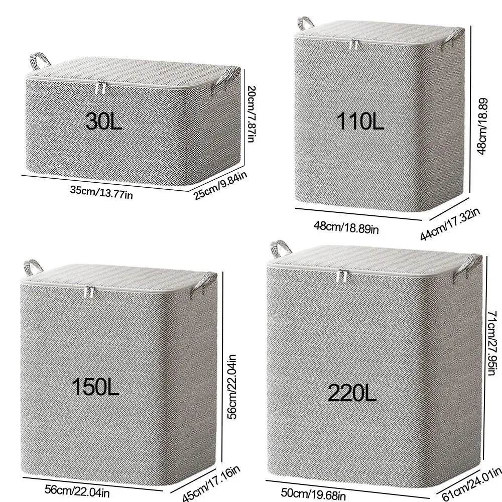 Non-woven Quilt Storage Bag with Lids Zipper Foldable Clothes Quilt Bins Container Large Capacity Dust-proof Bag Organize 6