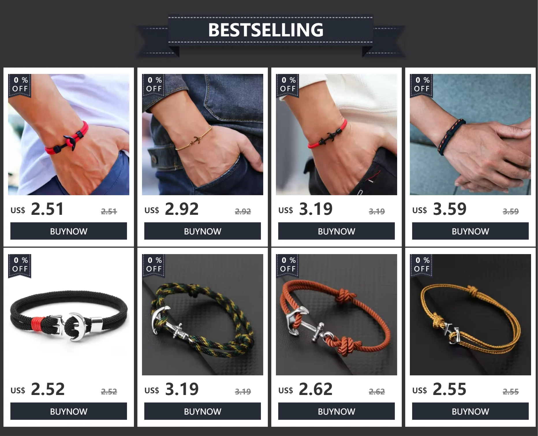 Neue Anker Armband Für Männer Outdoor Camping Paracord Armband Casual String Armband Nautischen Wrap Zubehör Pulseria Homme – Detail 1