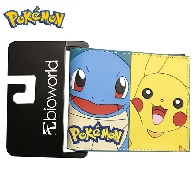 Cartera de cuero PU de dibujos animados de Pokémon Pikachu para