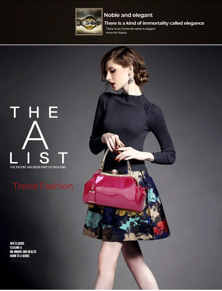 Elegant Red Patent Leather Women's Handle Bag For Wedding Events_voghion.com