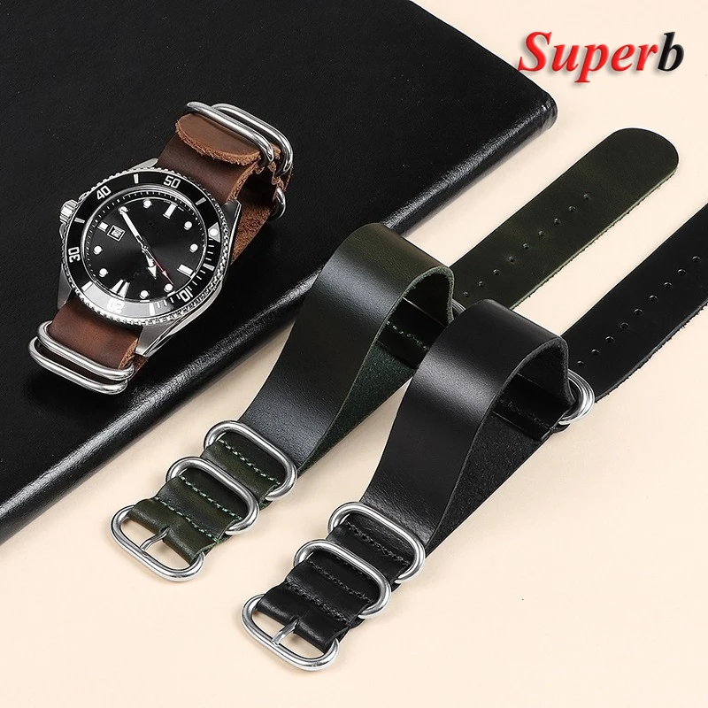 Premium Vintage Leather Watch Band - Cowhide Strap Replacement