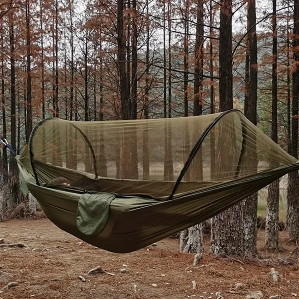 Hammock Outdoor With Mosquito Net Adult Double Anti Rollover Anti Mosquito Camping Thick Mesh Bed Swing Nap Folding Picnic 2