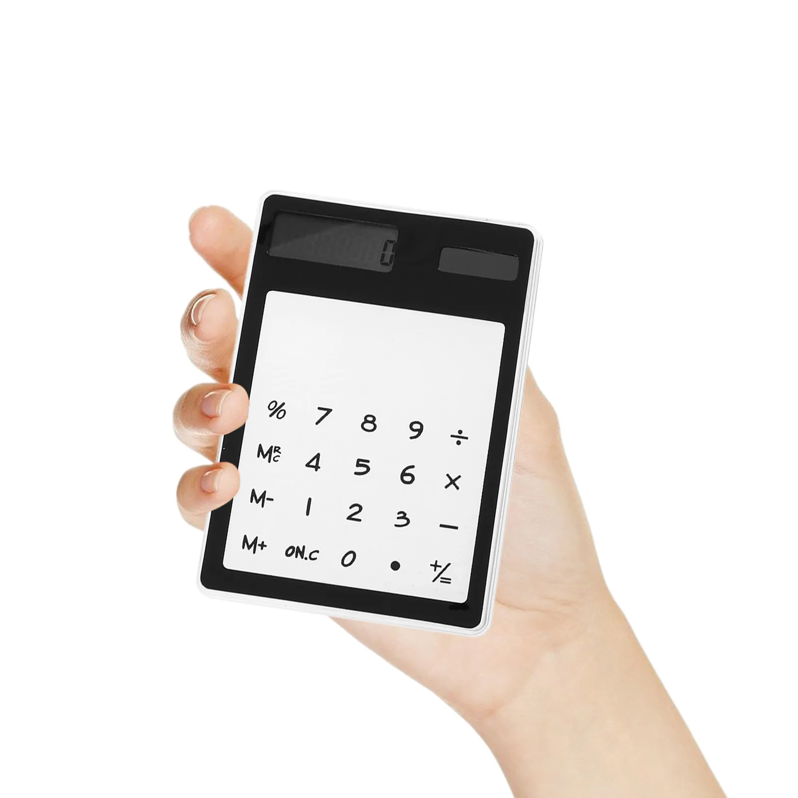 태양열 계산기 투명 터치 패널 블랙 컴팩트 경량 휴대용 완벽한 학교 사무용품 터치 스크린
