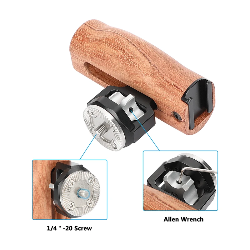 Universal Wooden Handgrip with ARRI-Style Rosette M6 Male Connection Mount For C
