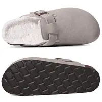 Pallene Fuzzy Fur Women Mules New Winter Warm Suede Fur Clogs Soft Cork Footbed House Slippers Indoor Short Plush Potato Shoes