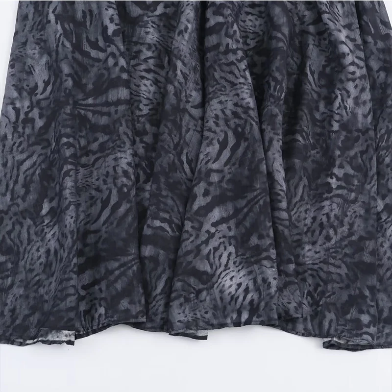 With Belt Ruffles Pleated Long Skirts For Women Fashion 2025 New Vintage Printed Midi Skirt High Street Casual Chic Party Skirts