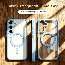 Sleek Acrylic Magnetic Transparent Phone Protection Case - Galaxy A56 (LIGHT BLUE)
