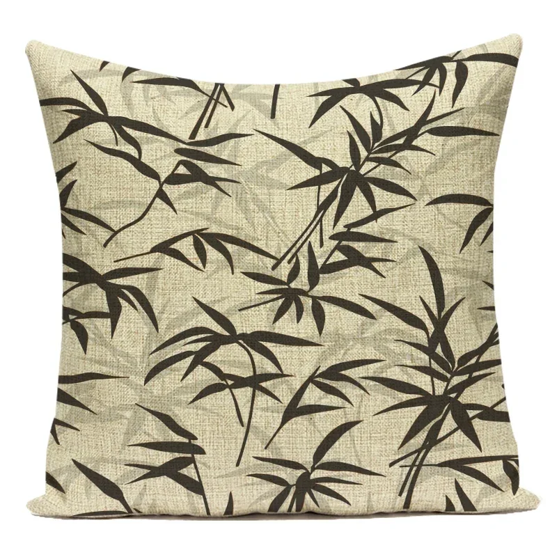 Nordic Bamboo Leaves Decorative Cushion Cover - Fresh Green Home and Sofa Accent