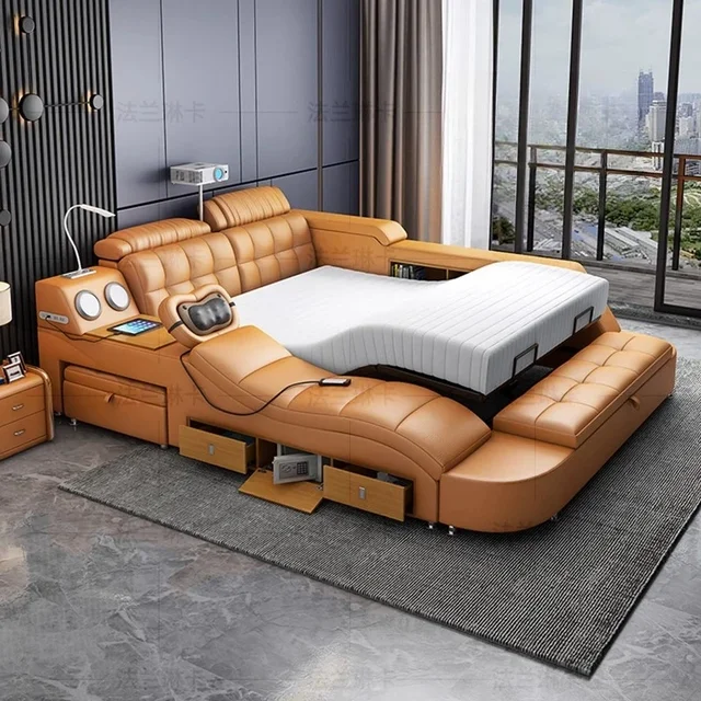 Lit capitonné unique, Commodes modernes avec rangement, Lits de massage, Lits doubles pour chambre à coucher, Meubles de chambre, Accessoires pour la maison 1