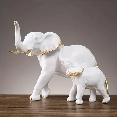 1pairs Creative Modern Decor Animal Resin Elephant Statues & Figurines Sculpture Living Room Table Ornaments Crafts