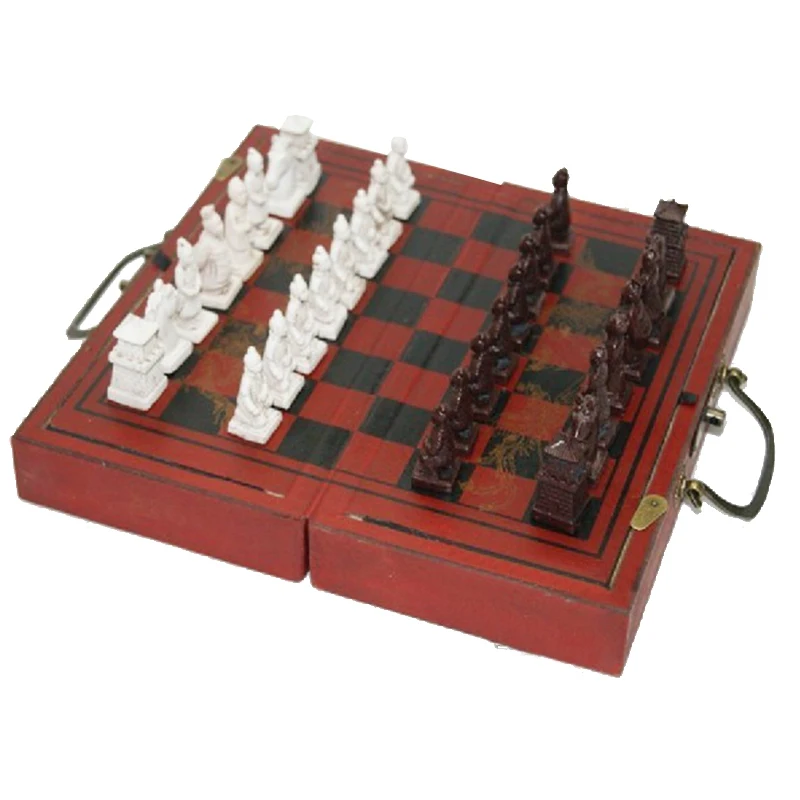Wooden Antique Chinese Chess Pieces Set Board Game Family Leisure Toys Chinese Chess Parent-child Gift Collectibles new style train rail runway groove basic combination package toy child to build kid fun in the family fit track wooden track