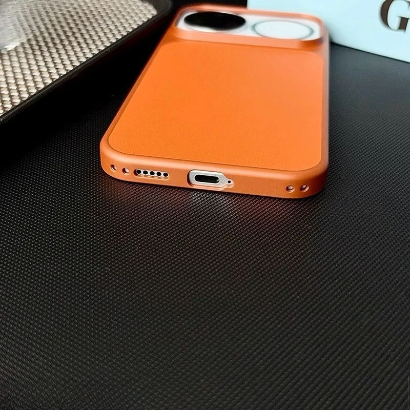 Fashionable Plain Leather Matte Anti-Slip Magnetic Phone Case - Shockproof Cover