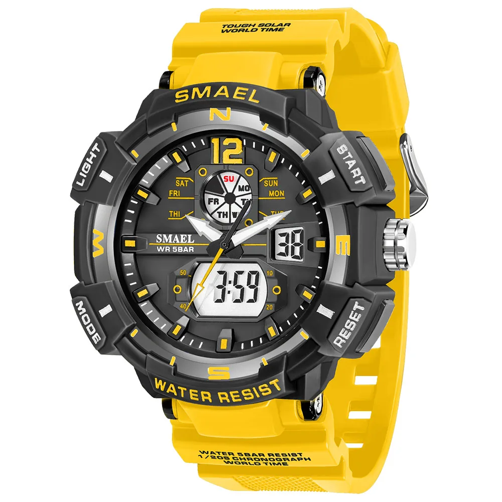 SMAEL Orologi da uomo Sport Outdoor Impermeabile Militare Orologio Data Multi Funzione Tattiche LED Face Alarm Cronometro per gli Uomini 8087, Bianco, Sportivo