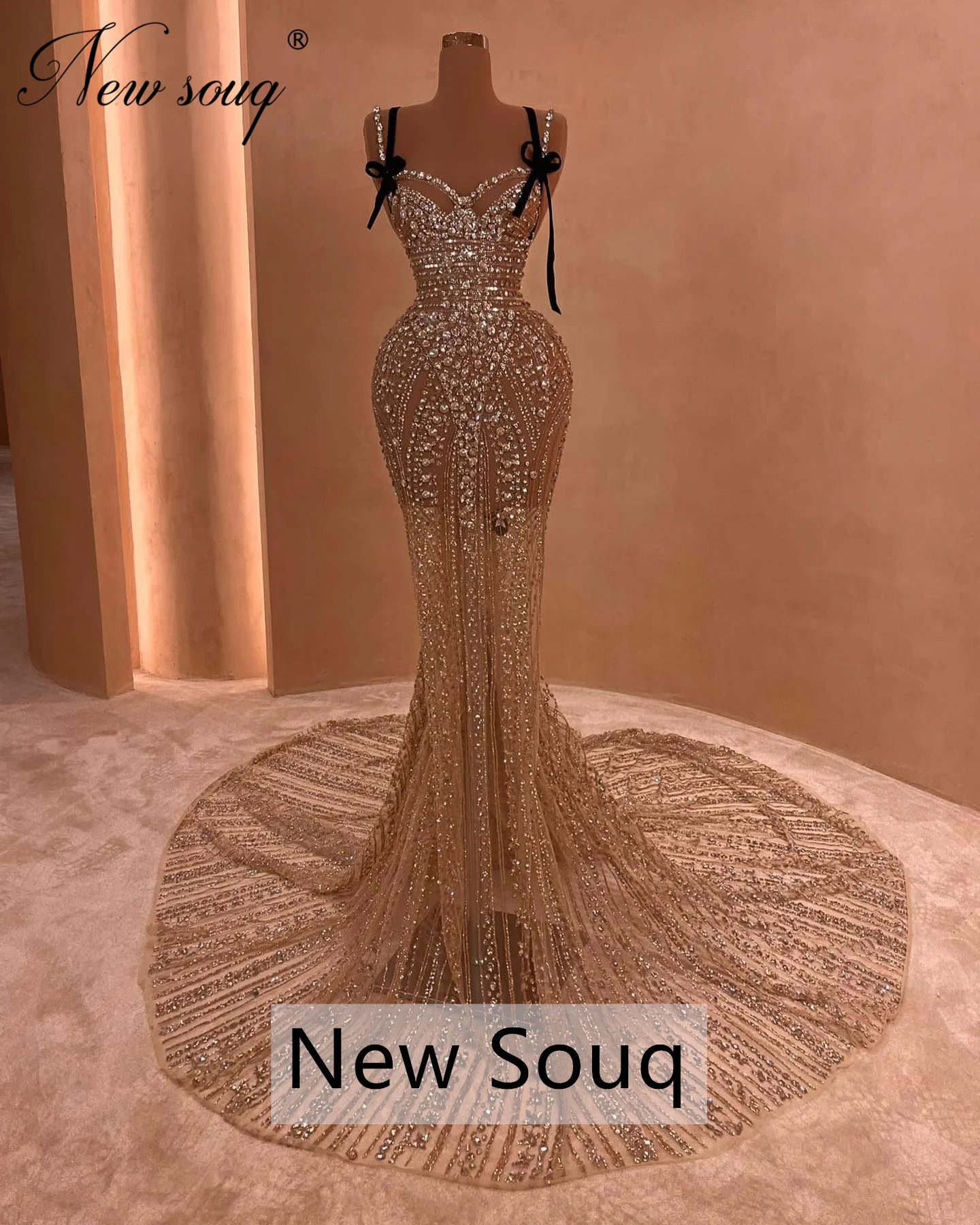 Vestido De Fiesta Largo Con Lentejuelas Y Tirantes Finos - Estilo Sirena, Espalda Sin Cubrir, Para Cóctel, Noche O Bodas