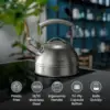 Food Grade Stainless Steel Teapot for Stove Top with Ergonomic Handle for Gas, Induction 5