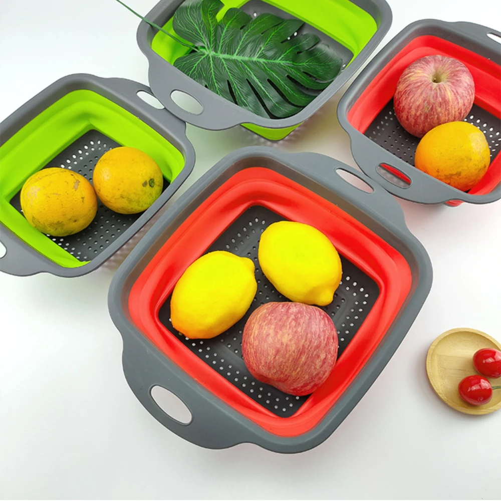 Collapsible Colander Silicone Kitchen Strainer Draining Pasta Vegetable and Fruit