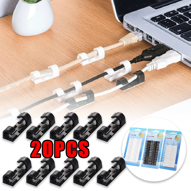

20Pcs Self Stick Wire Organizer Line Cable Buckle Auto Fastener Clips Clamp Table Wall Fixer Fastener Holder Car Organizer